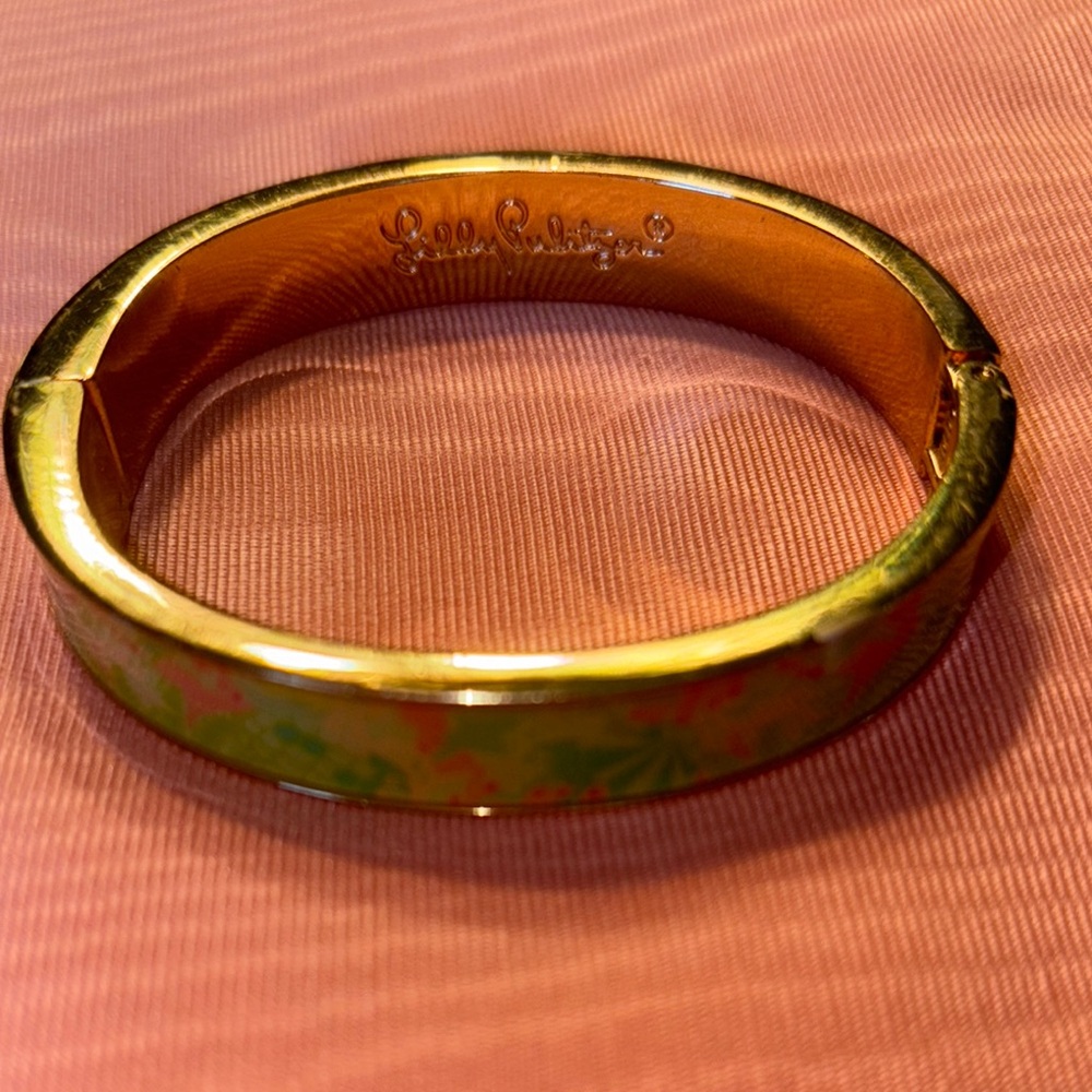 Lilly Pulitzer Gold Bracelet with Green, pink floral $25 - Picture 3 of 6